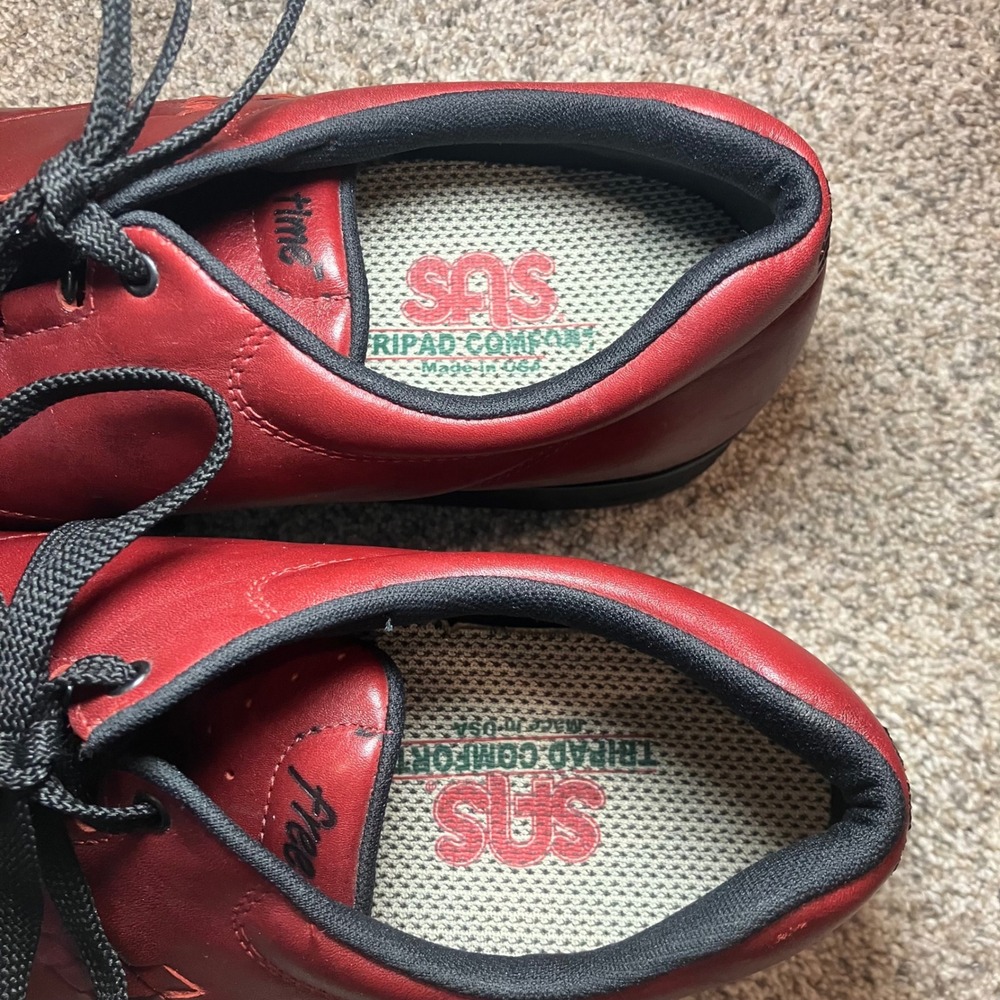 SAS Free Time Women's Red Leather Walking Shoes Comfort Sneakers 11 M Made USA - Picture 5 of 9